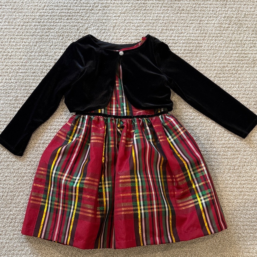 Pippa & Julie Plaid Dress with Velvet Top